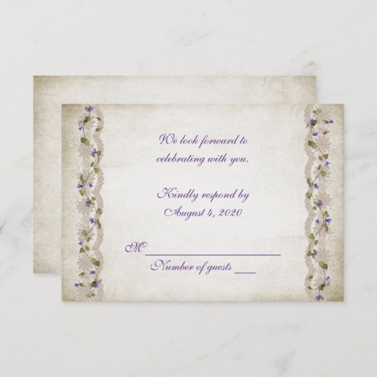 結婚式のivyとレースの返信 招待状 (正面/裏面)