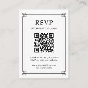 結婚式のRSVPとQRコード 黒と白 エンクロージャーカード