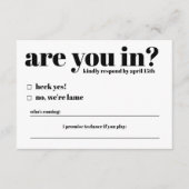 結婚式のRSVPカーおもしろいドに参加しているか エンクロージャーカード (正面)