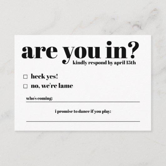 結婚式のRSVPカーおもしろいドに参加しているか エンクロージャーカード (正面)