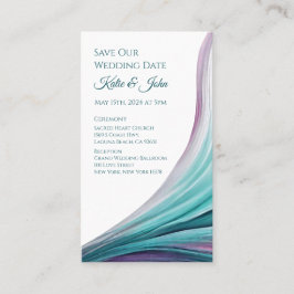 結婚式のSave+our+Date-モダン-パープル+テール 名刺