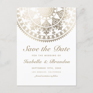 結婚式のSave the Dateポストカード ゴールド箔 案内ポストカード