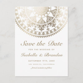 結婚式のSave the Dateポストカード ゴールド箔 案内ポストカード