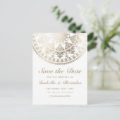 結婚式のSave the Date ポストカード ゴールドホイル (スタンド正面)