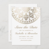 結婚式のSave the Date ポストカード ゴールド箔 (正面/裏面)