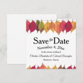 結婚式のSave The Date 秋の落ち葉の飾り 案内状 (正面/裏面)