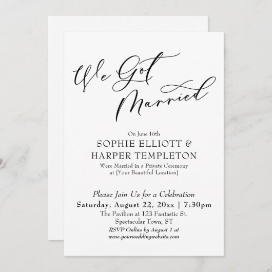 結婚式はもう終わったけれど、華やかなパーティーがしたい, シンプルなレセプションのみ 招待状 (正面/裏面)