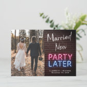 結婚式はもう終わった 後でパーティー ネオンライト フォト 結婚報告 案内状 (スタンド正面)