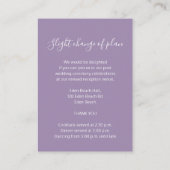 結婚式はシンプルな紫色の白いエンクロージャカードを詳しく述べます エンクロージャーカード (裏面)