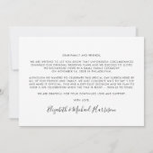 結婚式は今　パーティーは後で　ネオンの光と写真 案内状 (裏面)