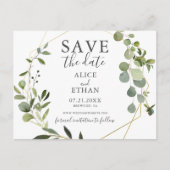 結婚式は日付緑の植物誌 案内ポストカード (正面)