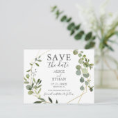 結婚式は日付緑の植物誌 案内ポストカード (スタンド正面)