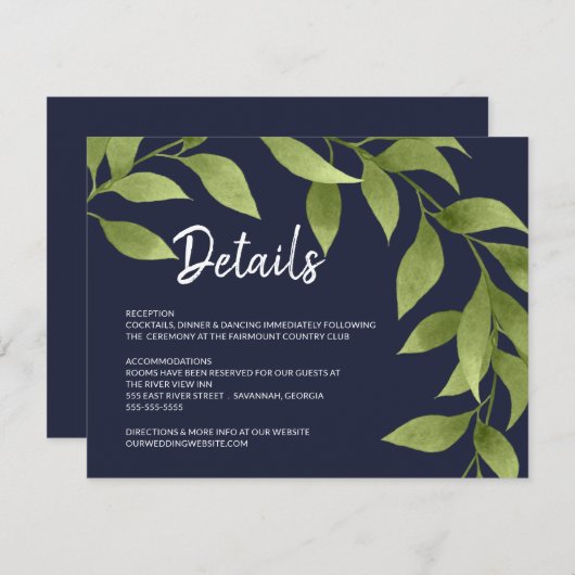 結婚式は水彩画のヤナギのゲスト情報を詳しく述べます 招待状 (正面/裏面)