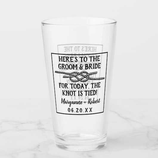 結婚式は結び目ロープのカスタムのカップルの名前を結びました タンブラーグラス (裏面)