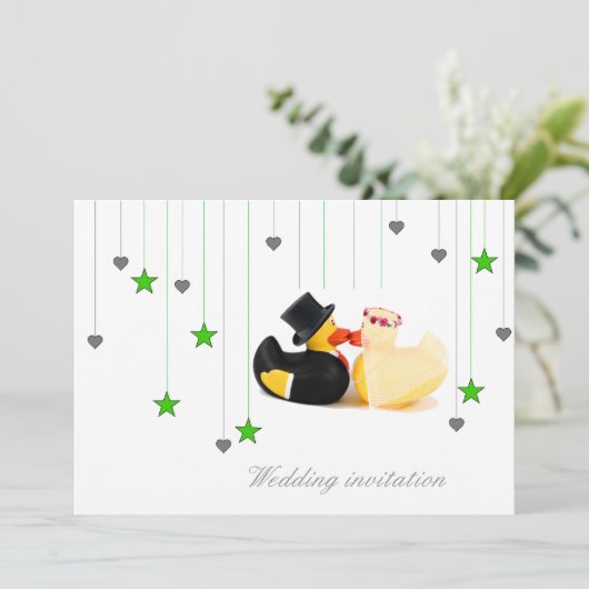 結婚式は4匹の星及びハートの結婚式招待状を引込めます 招待状 (スタンド正面)