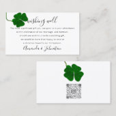 結婚式への望み白い4つ葉のクローバー 名刺 (正面/裏面)