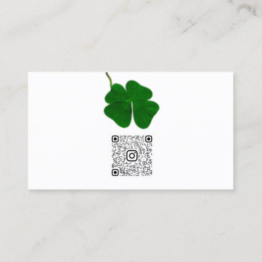結婚式への望み白い4つ葉のクローバー 名刺 (裏面)