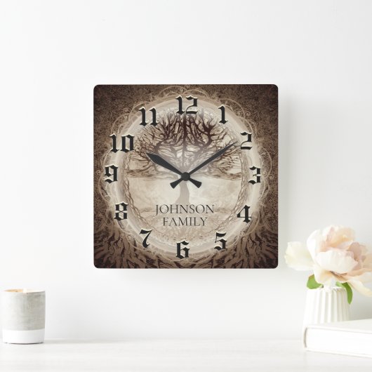 結婚式または記念日の系譜 スクエア壁時計 (ホーム)