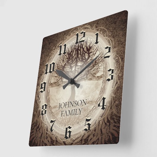 結婚式または記念日の系譜 スクエア壁時計 (傾斜)