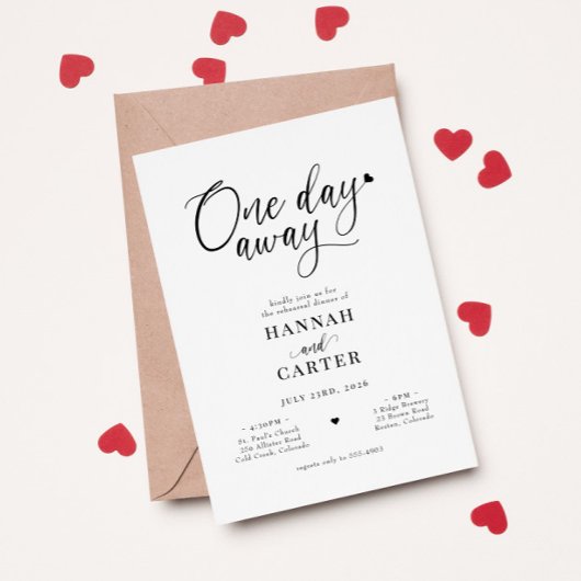 結婚式まであと1日 カリグラフィー リハーサルディナー 招待状