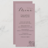 結婚式やイベント向けのダスティ·モーブ·メニュー メニュー (正面/裏面)