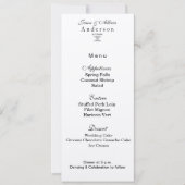 結婚式やガラパーティー用のシャンパン シマー メニュー カード (正面)