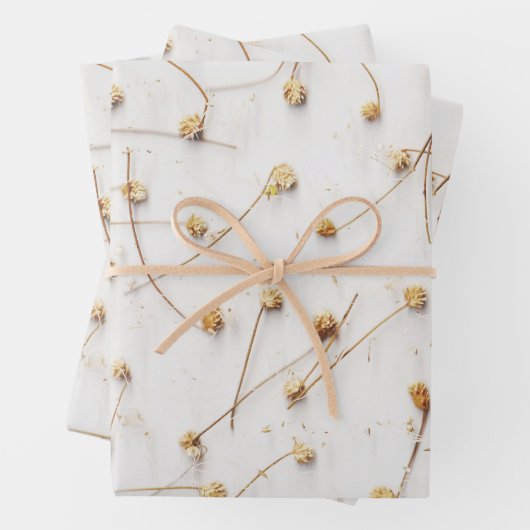 結婚式や贈答用の乾燥した植物のパターン ラッピングペーパーシート (インサイチュ)