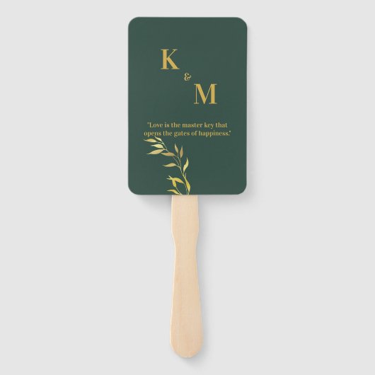 結婚式や金ゴールド用のグリーンとイベントハンドファン ハンドファン (裏面)