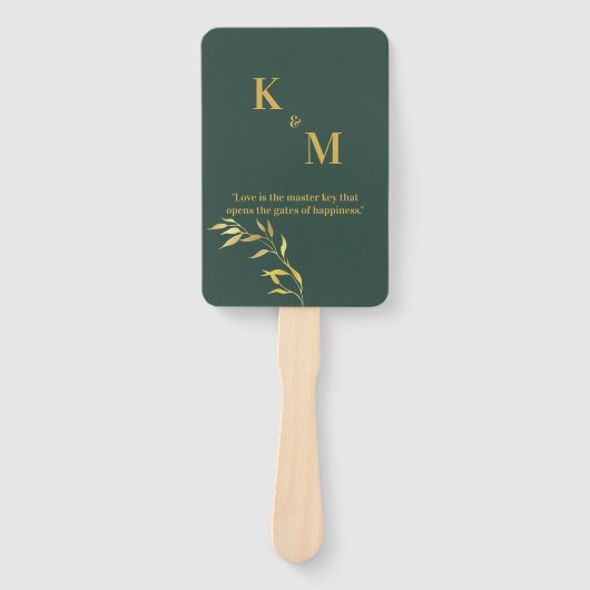 結婚式や金ゴールド用のグリーンとイベントハンドファン ハンドファン (正面)