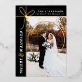 結婚式を挙げた幸せな感謝を伝えるクリスマスカード 箔シーズンカード (正面)