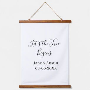 結婚式を楽しみ始めよう 新婦新郎の名前 日付 シンプル 吊り下げ型タペストリー