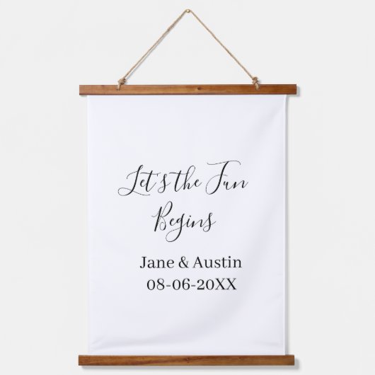 結婚式を楽しみ始めよう 新婦新郎の名前 日付 シンプル 吊り下げ型タペストリー (正面)