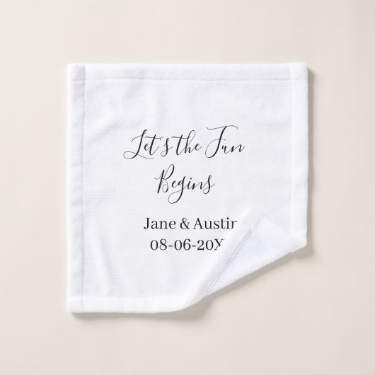 結婚式を楽しもう 新婦新郎の名前 日付 シンプル ウォッシュタオル (ウォッシュタオル)