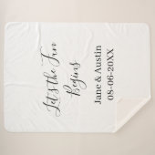 結婚式を楽しもう 新婦新郎の名前 日付 シンプル シェルパブランケット (正面(横))