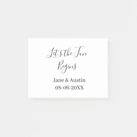 結婚式を楽しもう 新婦新郎の名前 日付 シンプル ポストイット (正面)