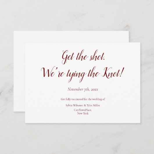 結婚式を結ぶワクチン接種の日程を節約 セーブザデート (正面/裏面)