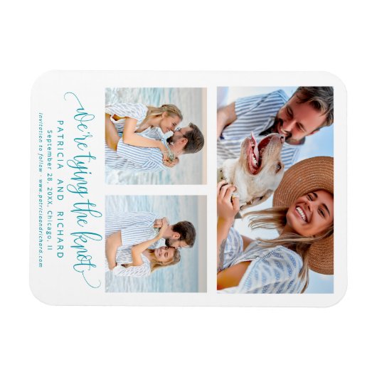 結婚式を結ぶ3枚の写真を保存 マグネット (横)