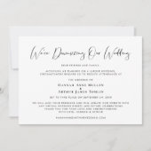 結婚式を縮小します エレガントなカリグラフィー 案内状 (正面)