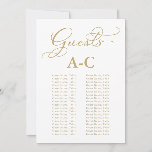結婚式アルファベットゲスト席配置 ゴールドホイル 招待状 (正面)