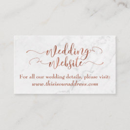 結婚式ウェブサイト | コッパースクリプトとホワイトマーブル エンクロージャーカード