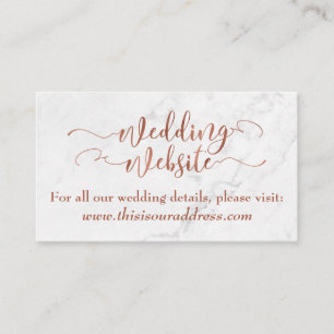 結婚式ウェブサイト   コッパースクリプトとホワイトマーブル エンクロージャーカード