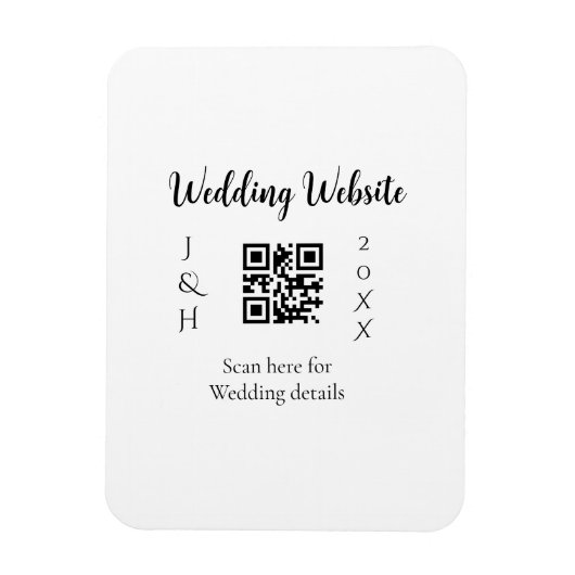 結婚式ウェブサイトQRコードスキャンカップル名入年シンプルMI マグネット (縦)