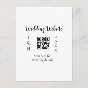 結婚式ウェブサイトQRコードスキャンカップル名入年号シンプルMI ポストカード