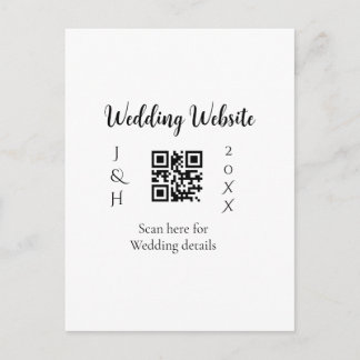 結婚式ウェブサイトQRコードスキャンカップル名入年号シンプルMI ポストカード