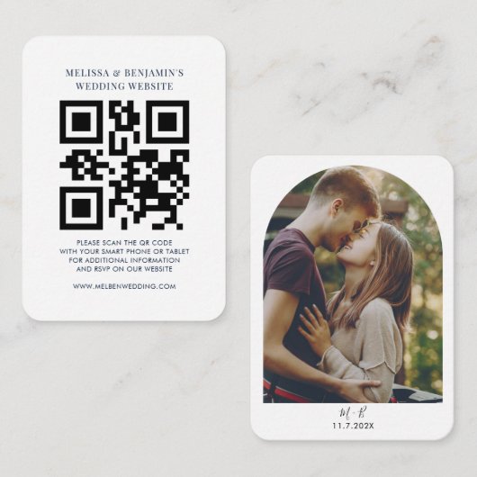 結婚式ウェブサイトQRコード写真RSVP エンクロージャーカード (正面/裏面)