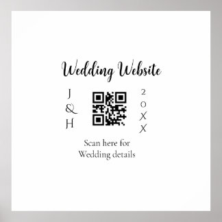 結婚式ウェブサイトQRコード夫婦の名前と年号シンプルMI ポスター