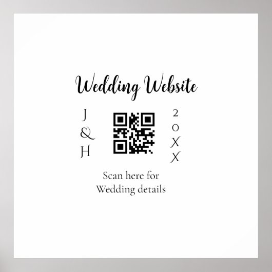 結婚式ウェブサイトQRコード夫婦の名前と年号シンプルMI ポスター (正面)