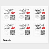 結婚式ウェブサイトQRコード 二つの赤いハート スクエアシール (シート)