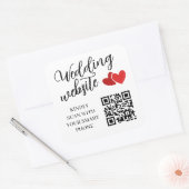 結婚式ウェブサイトQRコード 二つの赤いハート スクエアシール (封筒)