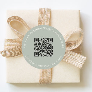 結婚式ウェブサイトQR詳細情報RSVP Sage ラウンドシール